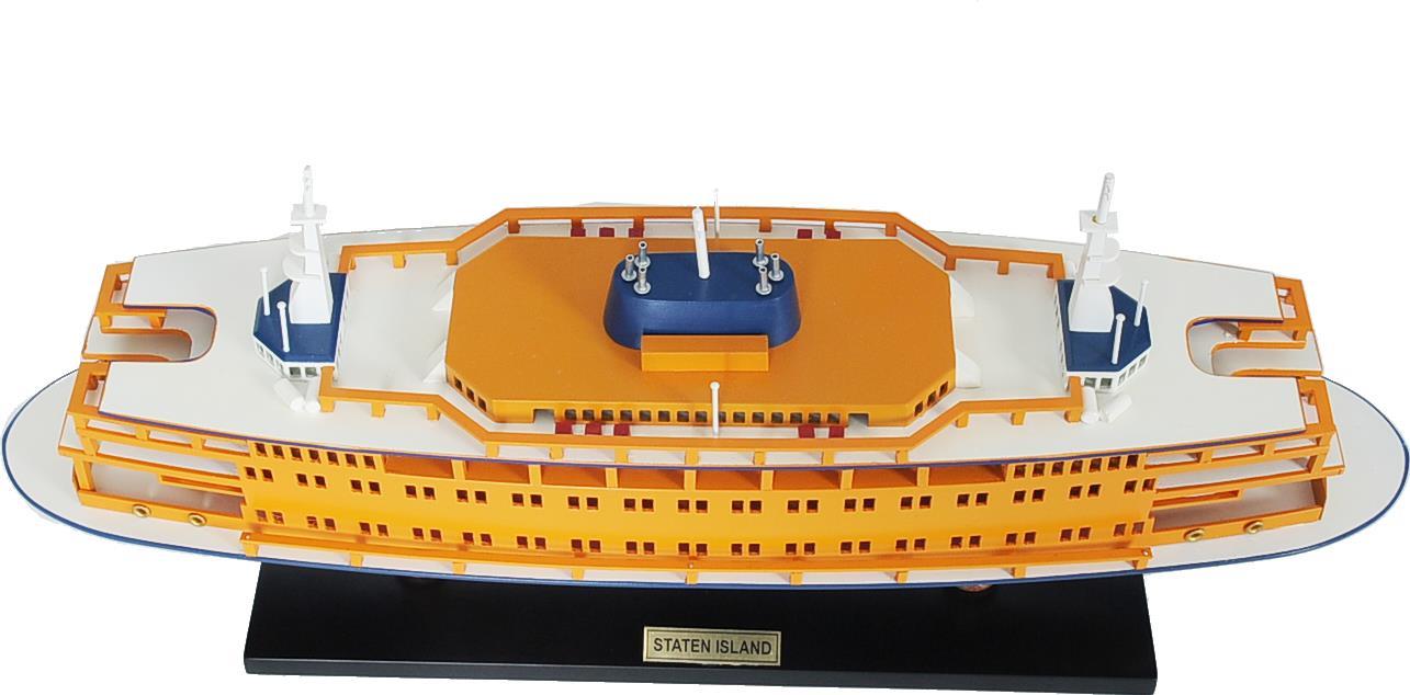 Model Ferry Watercraft Traditional Antique Staten Island Wood Highly-Detailed-Image 1