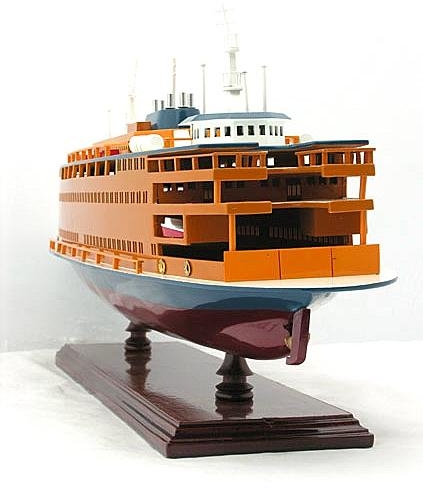 Model Ferry Watercraft Traditional Antique Staten Island Wood Highly-Detailed-Image 11