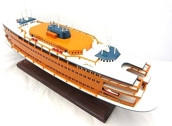Model Ferry Watercraft Traditional Antique Staten Island Wood Highly-Detailed-Image 12