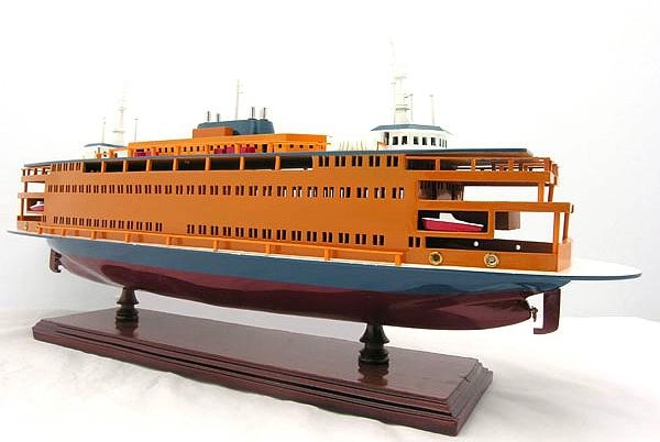 Model Ferry Watercraft Traditional Antique Staten Island Wood Highly-Detailed-Image 13