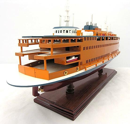 Model Ferry Watercraft Traditional Antique Staten Island Wood Highly-Detailed-Image 20