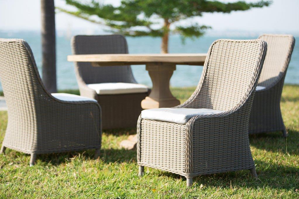 Dining Chair PADMAS PLANTATION NAUTILUS Shades of Gray Tan All-Weather Wicker-Image 3