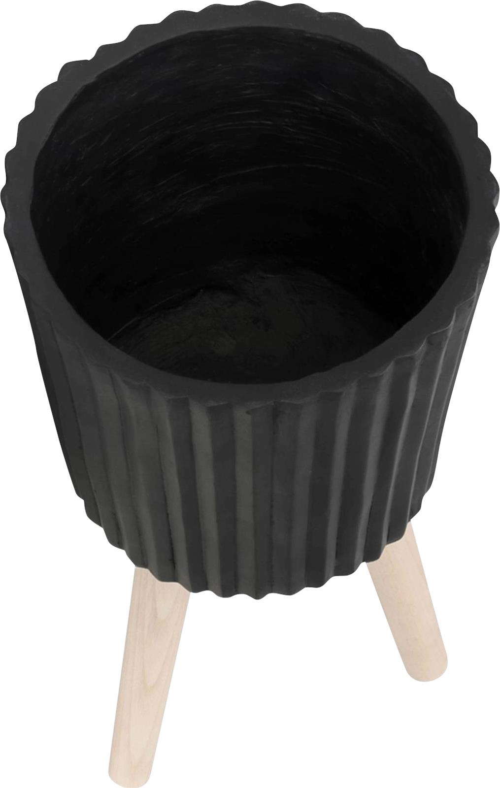 Planter Vase Contemporary Black Set 2 Beech Ceramic-Image 4