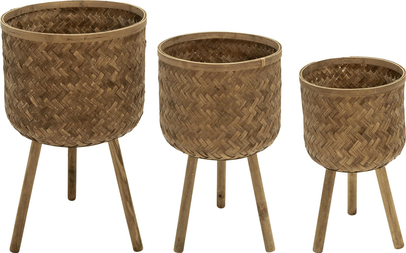 Planters Contemporary Brown Set 3 Bamboo Pine-Image 5