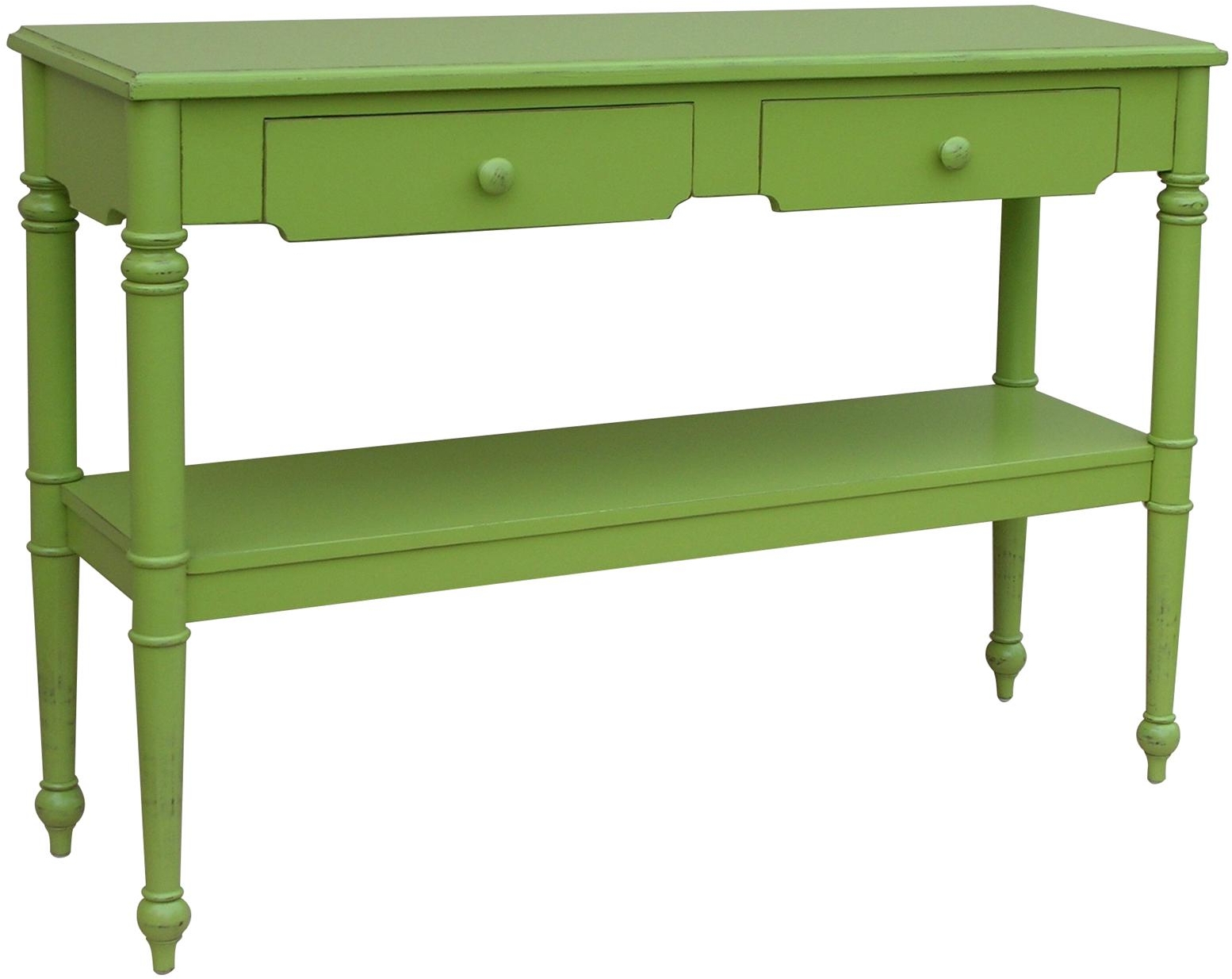 Console Table TRADE WINDS PROVENCE Traditional Antique Painted Apple Green-Image 1