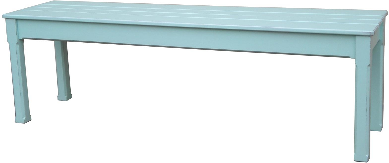 Bench TRADE WINDS COTTAGE Traditional Antique Backless Queen Painted Aqua Blue-Image 1