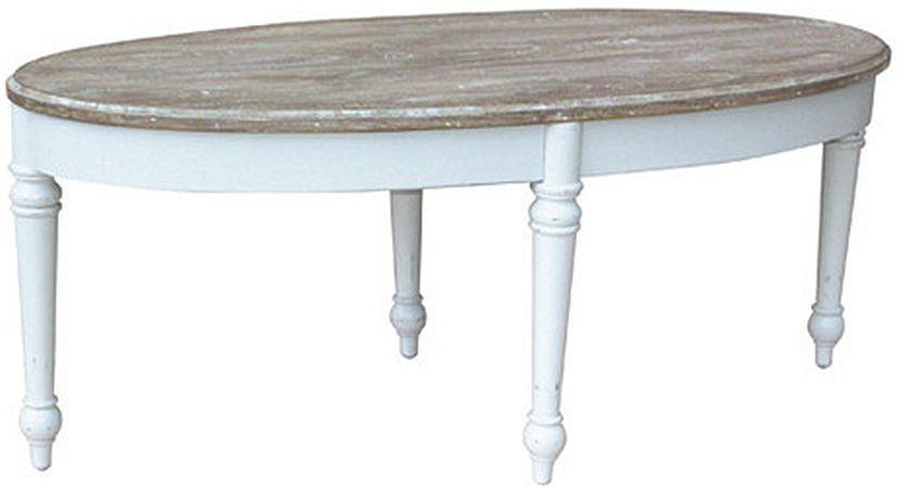 Coffee Table Cocktail TRADE WINDS PROVENCE Traditional Antique Oval Riverwash-Image 1