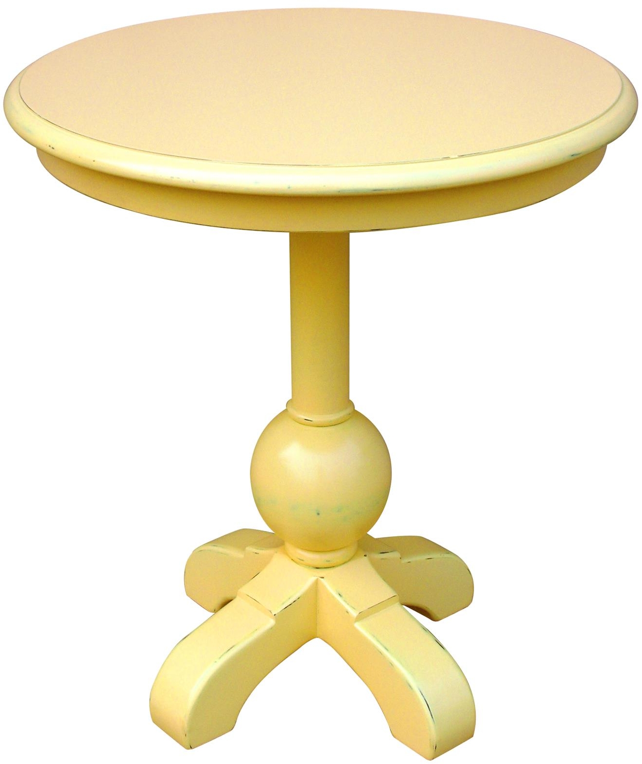 Side Table TRADE WINDS SOHO Traditional Antique Round Yellow Painted Mahogany-Image 1