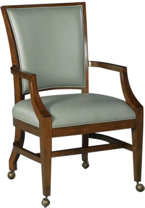 Games Chair WOODBRIDGE SULLIVAN Curved Arms Tapered Legs Standard Gray Leather-Image 1