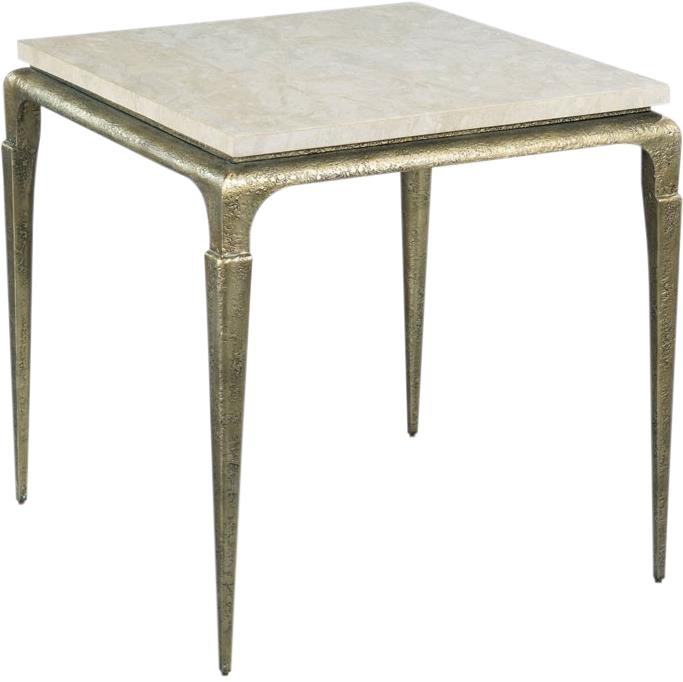 Side Table WOODBRIDGE Tapered Legs Square Textured Gold Spanish Marble Metal-Image 1