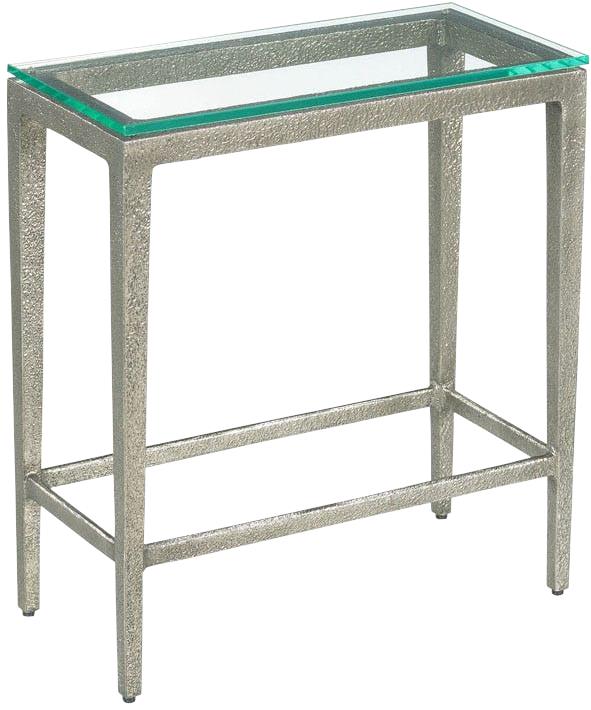 Side Table WOODBRIDGE Contemporary Petite Textured Silver Glass Top Metal B-Image 1