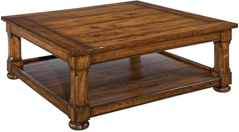 Square Cocktail Coffee Table, Tudor Style, Solid Wood, Acacia -Image 1