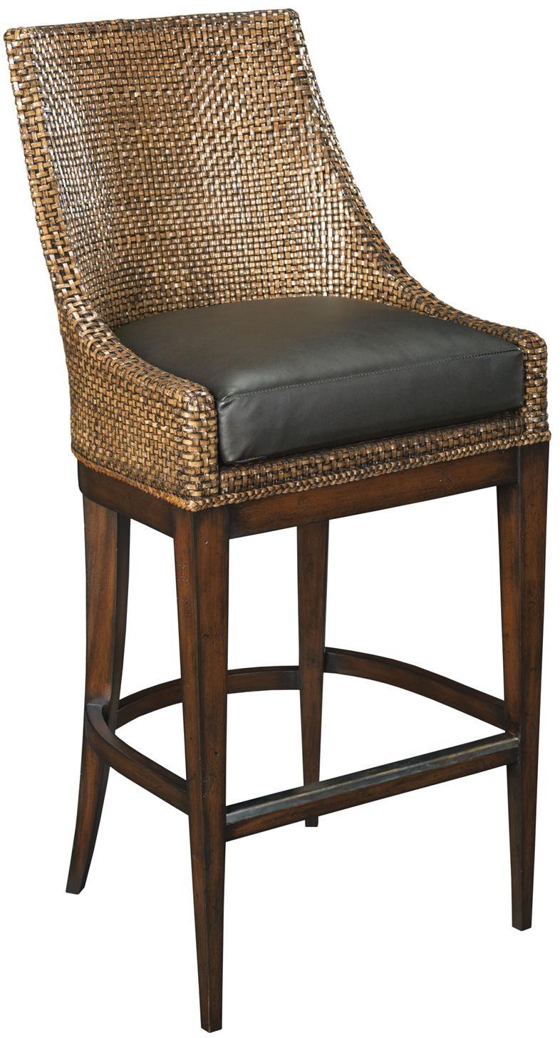 BAR STOOL WOODBRIDGE TRANSITIONAL BROWN WOVEN LEATHER CURVED BACK eBay