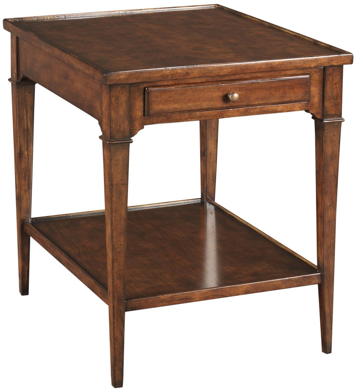 Side Table Woodbridge Marseilles French Wood Distressed Bordeaux Cherry Drawer-Image 1