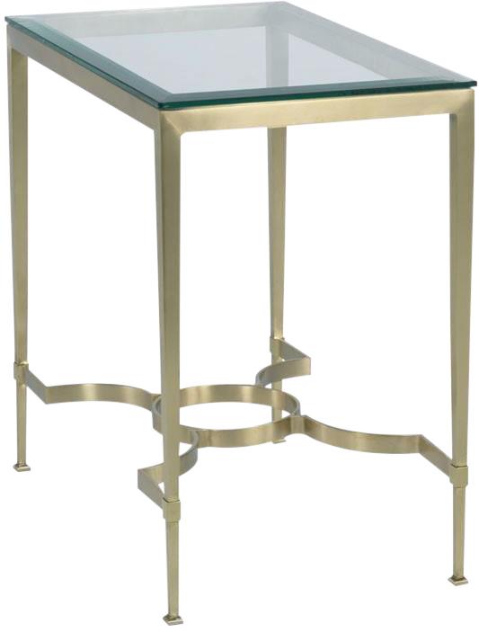 Lamp Table Woodbridge Glass Top Brushed Satin Brass Metal Elegant Stretcher-Image 1