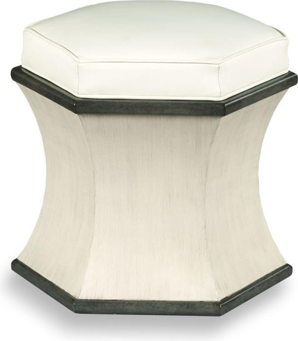 Ottoman Woodbridge Hexagonal Seat Charcoal Gray Accents-Image 1